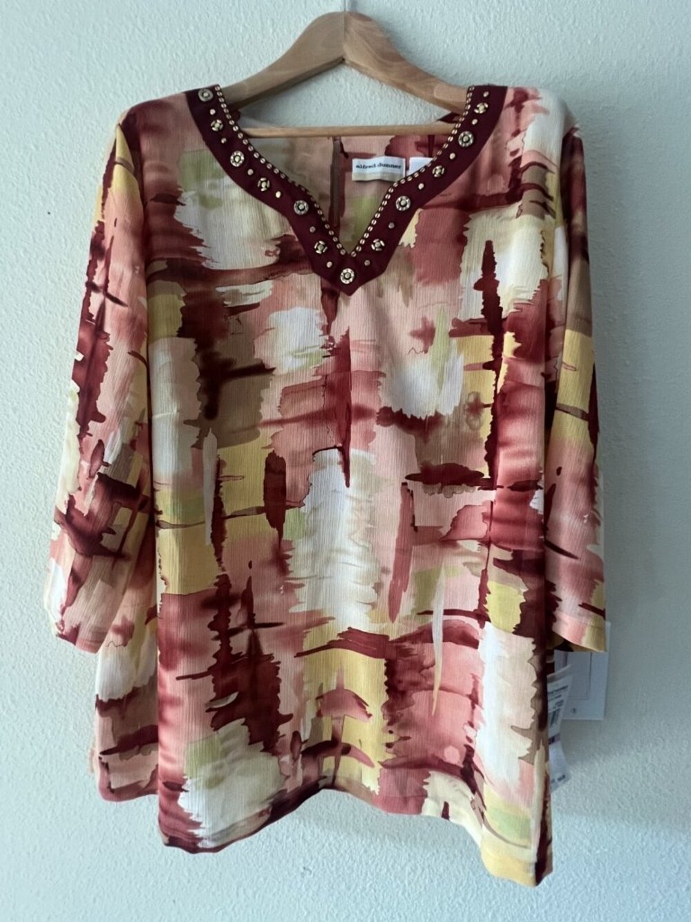 Alfred Dunner Tunic Top Womens 22W Rustic Charm Print NEW